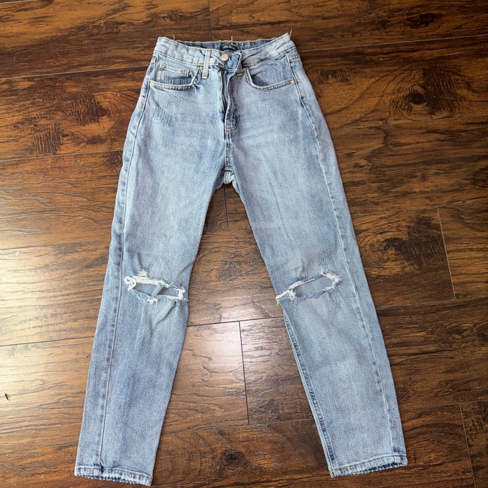 Stylish Light Blue Distressed Jeans